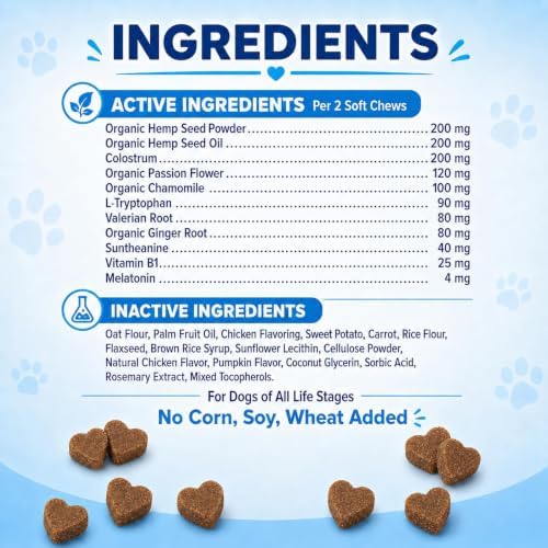 Calming Chews for Dogs, Dog Calming Treats with Melatonin 200 Soft Chews