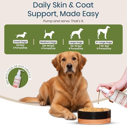 Skin & Coat Health Booster - Wild Alaskan Salmon Oil for Dogs, Liquid Omega 3 Fish Oil Supplement with EPA & DHA Fatty Acids for Coat, Itchy Dry Skin Relief, Shedding, Joints, 8 oz