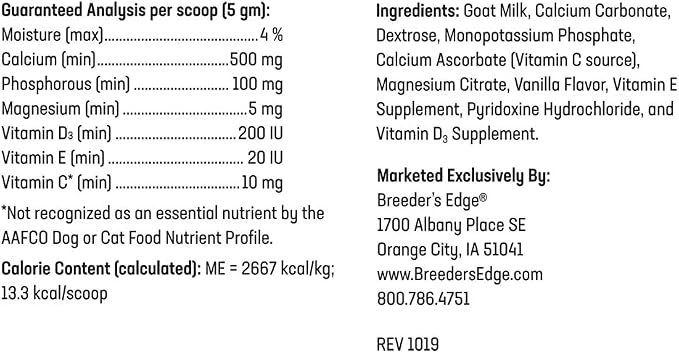 Breeder's Edge Oral Cal Plus Powder for Dogs & Cats, Lactation Support 300g