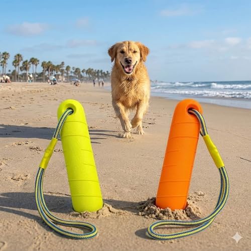 Dog Water Toys (2 Pack) - EVA Floating Dog Training with Rope Handle | Dog water toys made of floating EVA foam Durable dog pool toys with rope handles Perfect floating dog toys for fetch