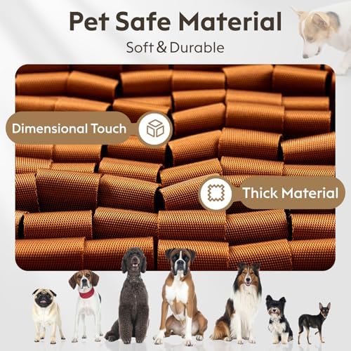 FunFurry Snuffle Mat for Dogs, Dog Puzzle Mat, Interactive Dog Toys for Enrichment,Sniff Mats with Non-Slip Backing,Suitable for Breeds and Sizes of Dogs (Brown, 17" X 15")