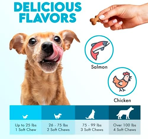 Omega 3 Chews for Dogs - 150Pcs - Dog Skin and Coat Supplement - Rich in EPA & DHA Fatty Acids - Itching Skin Relief Chews - Reduce Hair Shedding - Made with Fish Oil - Salmon