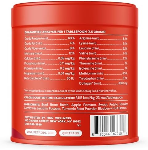 Finn Bone Broth Plus for Dogs - Collagen Joint & Mobility Topper - 8 oz
