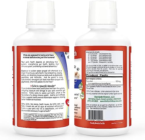 Vital Earth Minerals Pet Fulvic - Dog Allergy Relief, Joint Support Supplement 16 oz (Pack of 2)