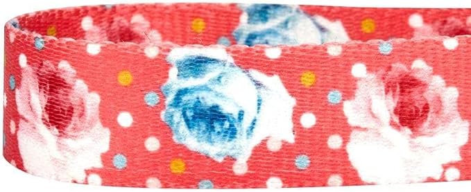 Blueberry Pet 9 Patterns Durable Spring Scent Inspired Rose and Polka Dot Print Brink Pink Dog Leash 4 ft x 1", Large, Leashes for Dogs