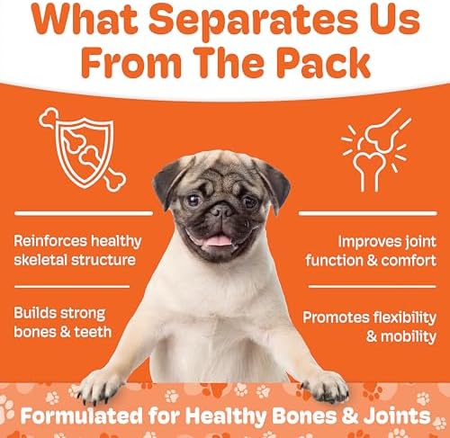 Boneo Canine Lactoferrin for Dogs, Bone & Joint Supplement for Dogs, Lactoferrin Dog Chews for Bone Strength, Joint Health, Mobility & Dental Support, Liver & Sausage Flavor, 90 Ct Dual Pack