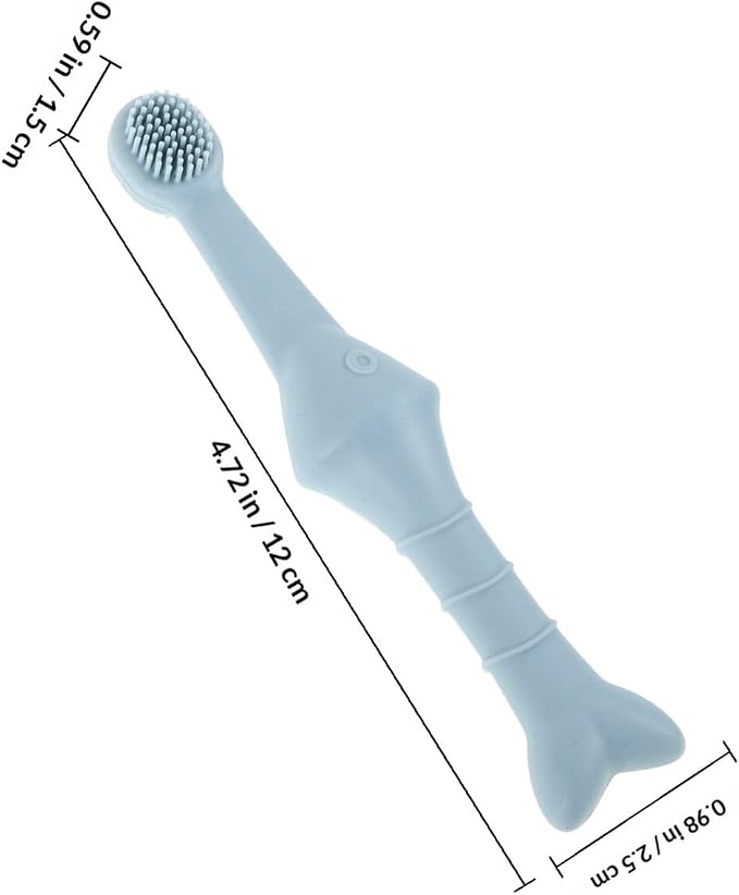 SEWACC 2pcs Silicone Pet Toothbrush Set, Fish-Shaped Finger Toothbrush for Small Dogs and Cats, Soft Puppy Oral Care Brush for at-Home Teeth Cleaning
