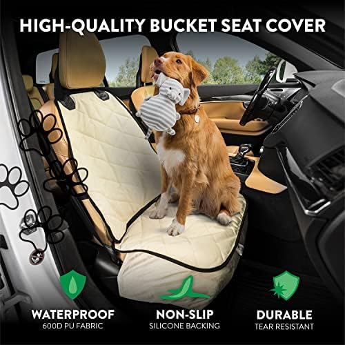 Plush Paws Premium Bucket Car Seat Protector - Tan, Front Seat