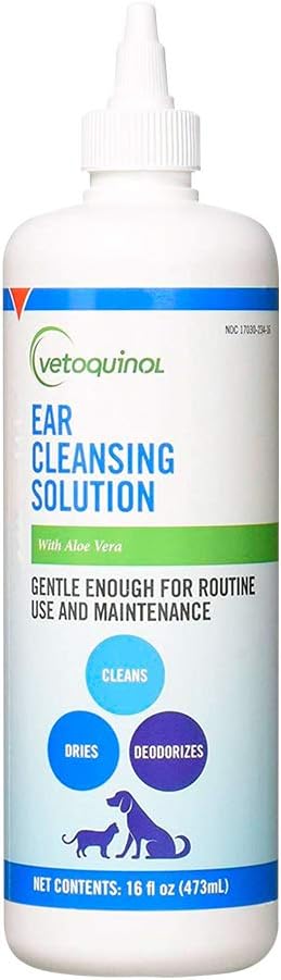 Vetoquinol Ear Cleansing Solution for Dogs and Cats, 16 oz