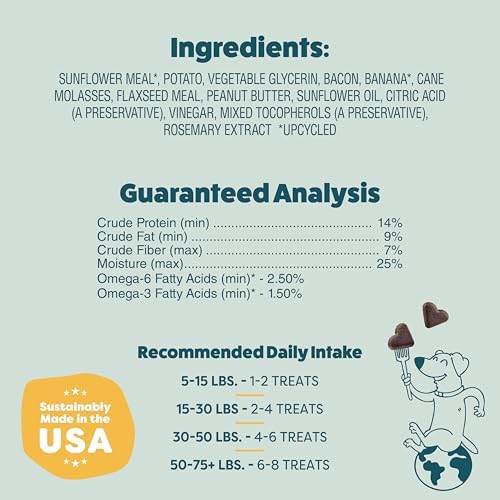 Shameless Pets Soft-Baked Dog Treats, Bananas for Bacon | Healthy Treats for Small, Medium & Large Dogs | Skin & Coat Support with Omega-3 & Omega-6 | Grain-Free, Made in USA | 6 oz