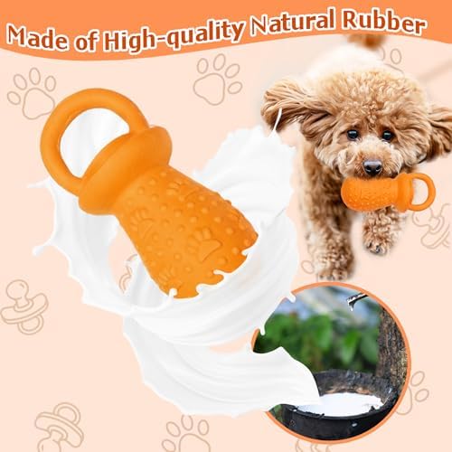 Latex Chew Dog Toys, Novelty Squeaky Pacifier Dog Toys, 5.2" Durable Pacifier Dog Chew Toys for Small and Medium Dogs(Orange,1 Pcs)