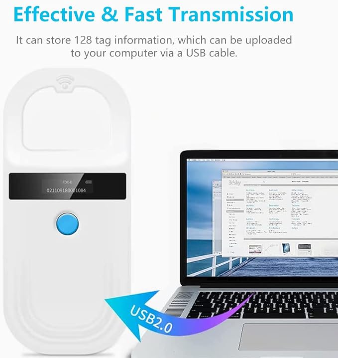 Watris Veiyi Dog Microchip Reader, Pet Microchip Scanner for Animal | with OLED Display Screen, Pet Chip ID Scanner Supports FDX-B (ISO11784/11785) and EMID Microchips