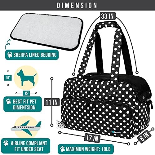 PetAmi Small Dog Purse Carrier, Airline Approved, Soft-Sided Tote, Polka Dot