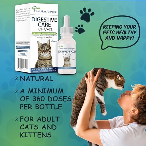 Digestive Care for Cats, Natural Constipation Relief for Cats and Kittens & Support for Diarrhea, Bloating, Bad Breath, Vomiting, Lack of Appetite, 60 Milliliters