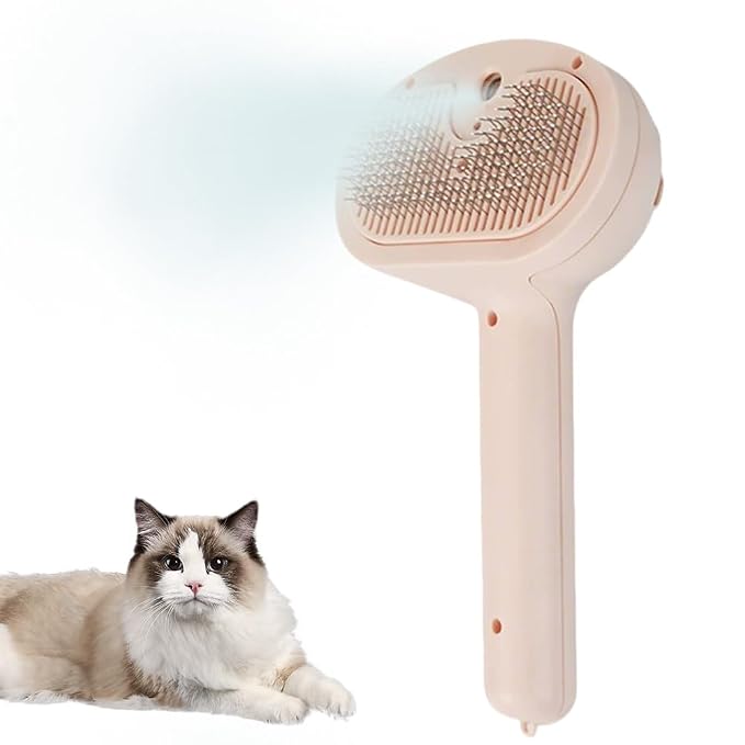 3 in 1 Cat Steam Brush Pet Spray Hair Removal Comb, 2025 New Upgrade Pet Steam Groomer Brush, Steam Dog Brush for Shedding Pets Grooming Comb for Massaging and Cleaning (Pink)