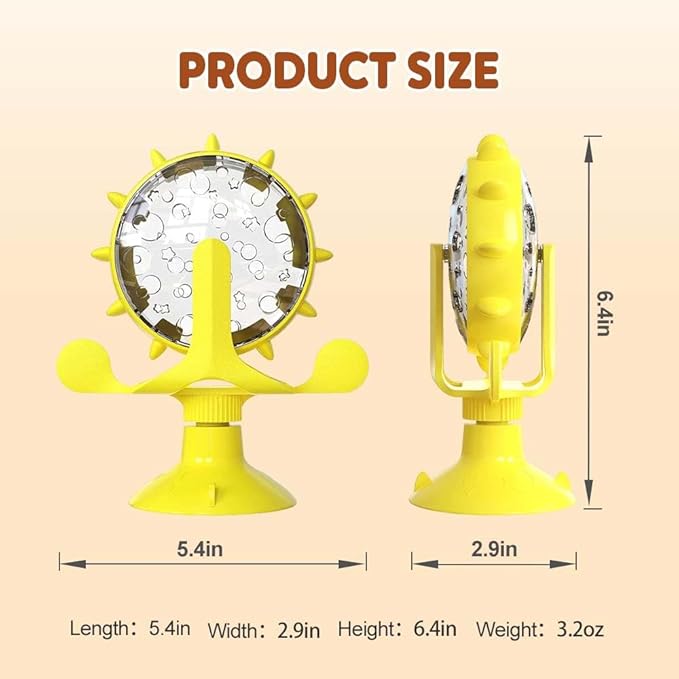 Moonboat Food Spinning Windmill, 360° Rotating Windmill Toys, Cat & Dog Puzzle Leakage Food Interactive Toy, Pet Slow Feeders Snack Distribution Toy with Powerful Suction Cup (Green)