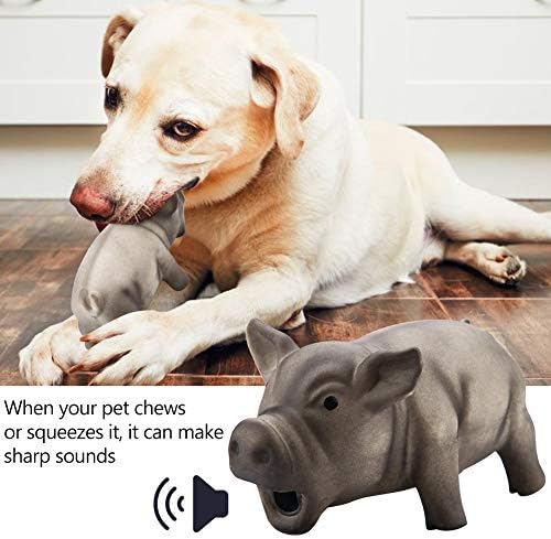 Dog Chew Toy Cute Pig Grunting Squeak Latex Dog Puppy Toy(Black)