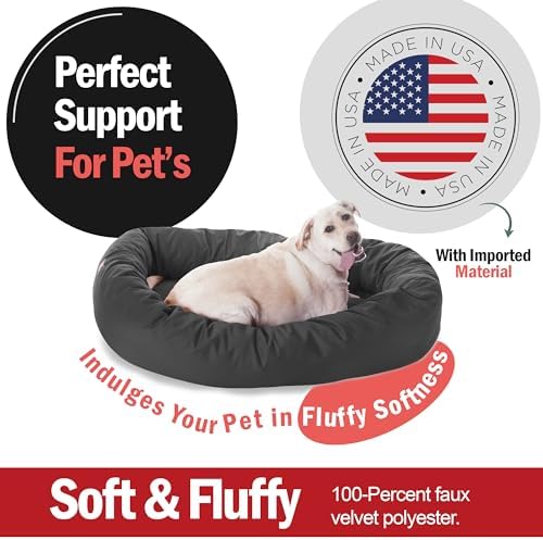 Majestic Pet Bagel Calming Dog Bed, 52 Inch X-Large, Round, Washable, Gray