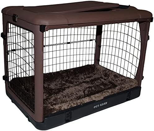 Pet Gear “The Other Door” 4 Door Steel Crate for Dogs/Cats with Garage-Style Door, Includes Plush Bed + Travel Bag, No Tools Required, 3 Models, 3 Colors