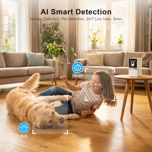 2K Dog Face Shaped Cameras for Home Security, No Subscription, 5G/2.4G WiFi Indoor Camera PTZ Pet Baby Monitor, Auto Motion Tracking, 911 Emergency Alert, Night Vision,Work with Alexa(2 Pack)