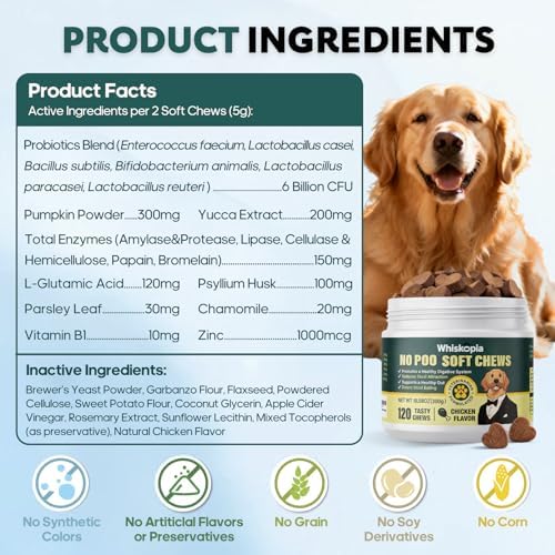 No Poo Chews for Dogs, Gut & Nutrient Support, 120 Ct