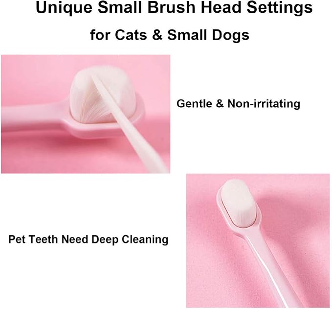 Small Dog Toothbrush Kit, Extra Soft Cat Toothbrush Dental, Easy Teeth Cleaning Head, Pet Deep Clean Dense Brush, Safe and Effective Oral Care, Brush Away Bad Breath, Easy to Handle, 3 Pack