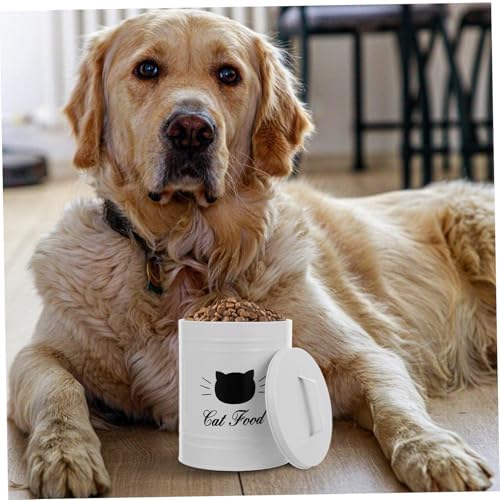 Healifty Airtight Metal Canister with Sealed Lid for Pet Food Iron Jar for Cat and Dog Treats Keeps Food Fresh and Dry