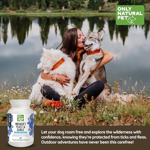 Only Natural Pet Brewer's Yeast & Garlic Chewables - All-Natural Flea & Tick Prevention for Dogs - Fortified with B Vitamins - Promotes Healthy Skin & Coat - 300 Count Tablet (3 Pack)