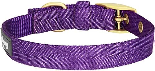 Blueberry Pet The Most Coveted Designer Mixed Metallic Thread Adjustable Dog Collar in Dazzling Tinsel Purple with Metal Buckle, Neck 17-20.5", for Large Breed