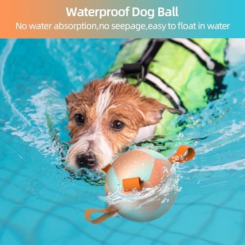 QDAN Small Puppy Dog Balls Toys, Dog Soccer Ball with Straps, 5 Inch | Interactive Toys for Tug of War, Premium Pet Training Ball, Puppy Birthday Gifts for Small Dogs, Gradient Orange