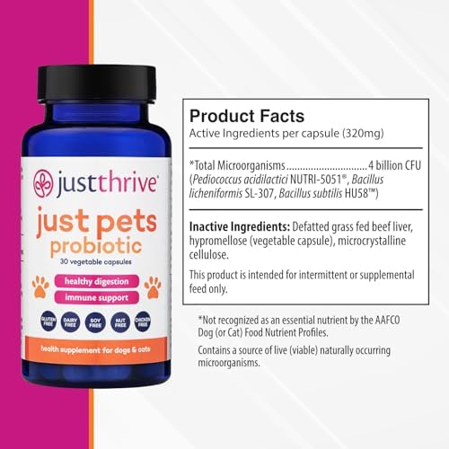 Just Thrive Just Pets Probiotic for Dogs & Cats Digestive Health Support