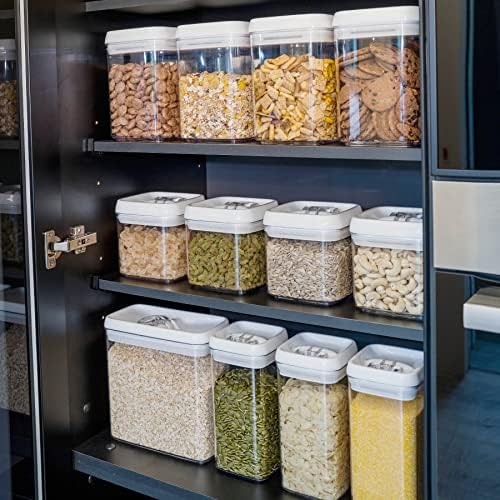 Felli Flip Tite Food Storage Container 5" LARGE Size Airtight Lid Lock Top, Stackable Kitchen Canister for Space Saving, Pantry Fridge Cupboard Organizer, Spice Seasoning Pet Treats Snack (1.1 qt)