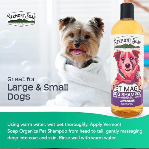 VERMONT SOAP Organic Pet Shampoo, Lavender Natural Dog Shampoo, 16 oz
