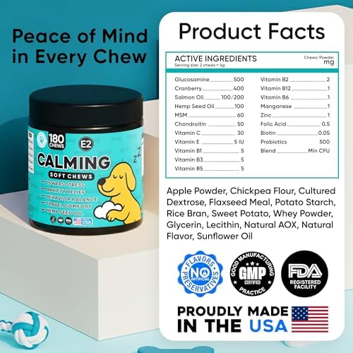 Calming Chews for Dogs with Valerian Root & Melatonin 3mg, 180-Pack, 180 Count