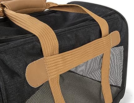 Sherpa Element Travel Pet Carrier, Airline Approved, Mesh Windows & Spring Frame, Black and Tan, Large