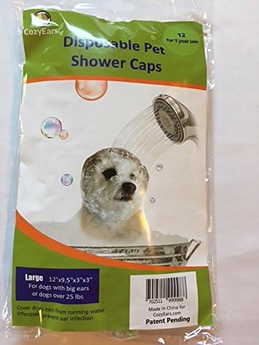 Disposable Pet Shower Caps, Shower, Raining, Swimming, Dogs, 12 Caps in a Pack (Large)