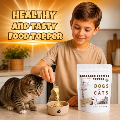 Collagen Peptide Powder for Dogs and Cats, Hydrolyzed, Grass Fed Beef, Pasture Raised Bovine, Hip and Joint Relief, Skin, Gut, and Bone Health Supplement.