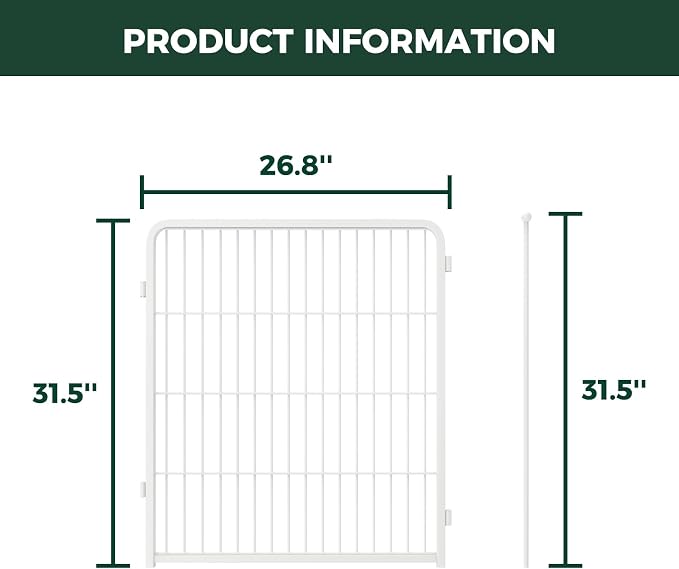 FXW AuraSpace Pro Acrylic & Wire Mesh Indoor Dog Playpen, 32" Height 2 Metal Panels Metal Dog Pen for Small and Medium Dogs, White│Patented