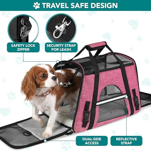 PetAmi Airline Approved Pet Carrier, Cats & Small Dogs, Small, Heather Pink