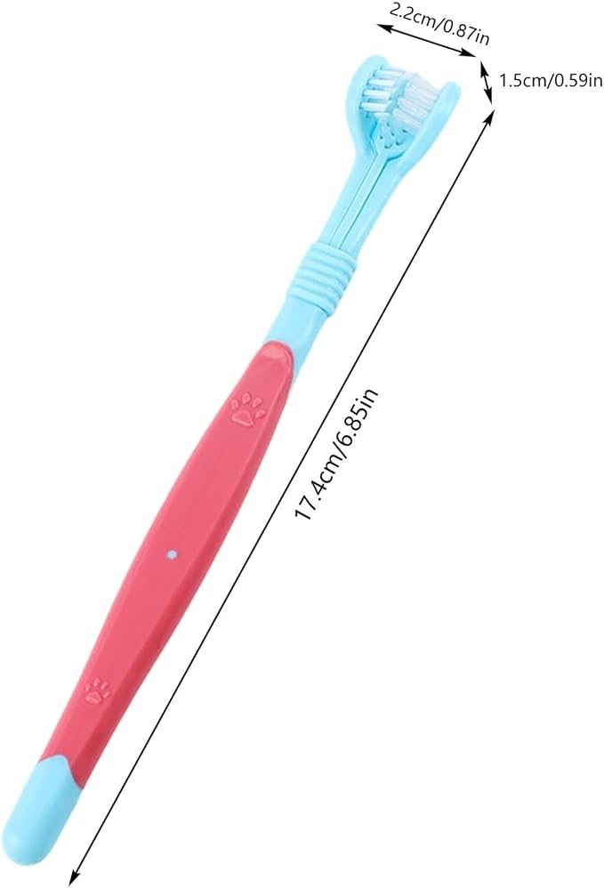 3 Sided Pet Toothbrush for Dogs&Cats, Dog Tooth Brush with Soft Bristles, Easy Teeth Cleaning & Dental Care, Removes Tartar & Bad Breath, Oral Care for Medium & Large Pets (Light Blue)