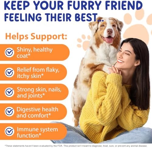 Liquid Collagen Supplement for Dogs – with Biotin, MSM & Ginger – Supports Joint Health, Skin & Coat, Digestion & Immunity – 2 fl oz (60 ml)