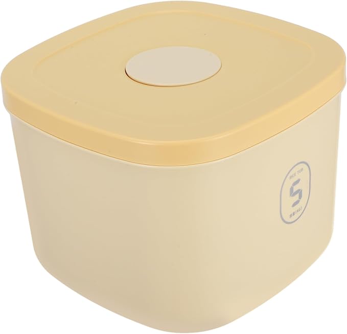 FRCOLOR Vacuum Sealed Small Dog and Cat Food Storage Container Airtight Pet Treat Bin Moisture-proof Yellow Plastic Organizer for Home Use