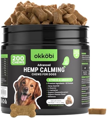 Hemp Calming Chews for Dogs Anxiety 200 pcs, Melatonin, 200-Pack