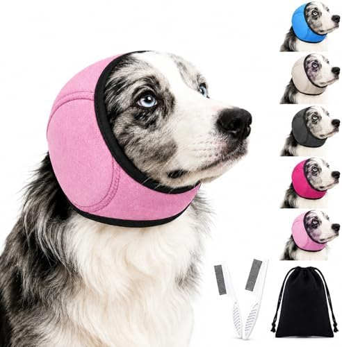 Dog Ear Muffs Noise Protection, Adjustable No-Flap Dog Ear Cover for Fireworks, Thunderstorms, Grooming, Blow Drying