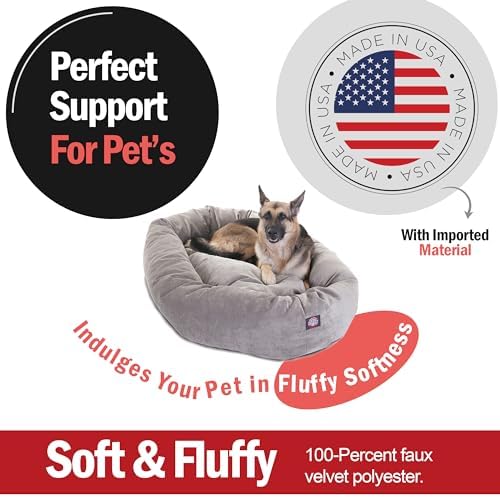 Majestic Pet Micro Velvet Dog Bed, 52 Inch X-Large, Round Washable, Vintage