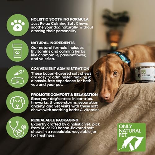 Only Natural Pet, Just Relax Herbal Calming Soft Chews for Dogs, 60 Soft Chews