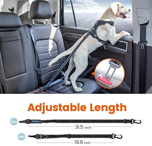 IOKHEIRA Dog Car Seatbelt, Adjustable Reflective Bungee Harness