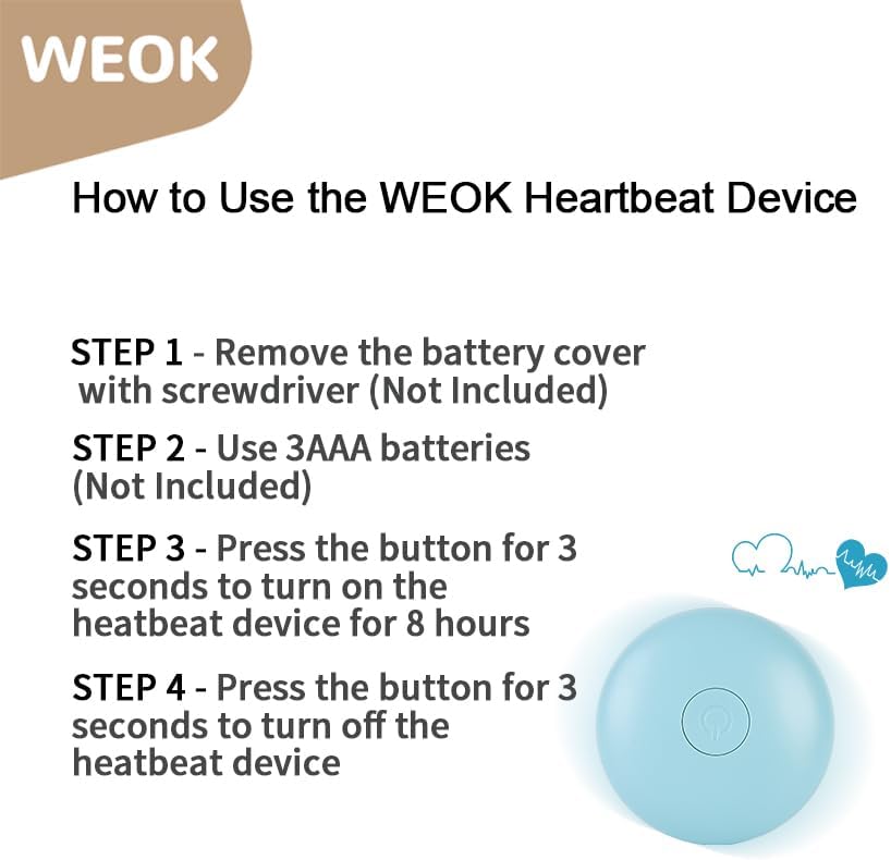 WEOK Puppy Heartbeat Toy, Dog Heartbeat Toy for Separation Anxiety Relief, Puppy Toy with Heartbeat Stuffed Animal Anxiety Calming Behavioral Aid Plush Toy for Dogs Cats Pets (Brown)