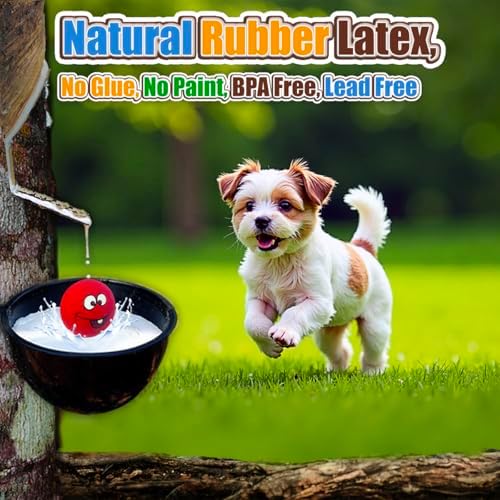 Squeaky Dog Toys for Small Dogs, Mini Breeds, 2.2" Flat Latex Ball | 2.2"*2.2"*1.3", Flat Squeak Dog Balls 4pcs, Small Puppy Toy with Squeaker, Soft Rubber Dog Squeaky Toys for Indoor, Outdoor