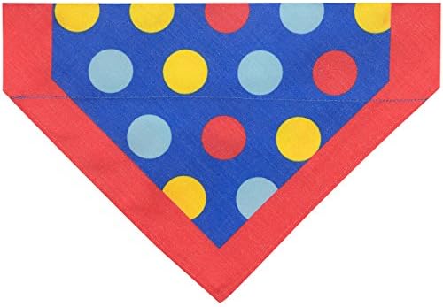 Blueberry Pet Bold Polka Dots Vivid Red Cotton Blend Neckerchief Scarf Bandana Adjustable Dog Collar, Medium, Neck 14.5"-20"